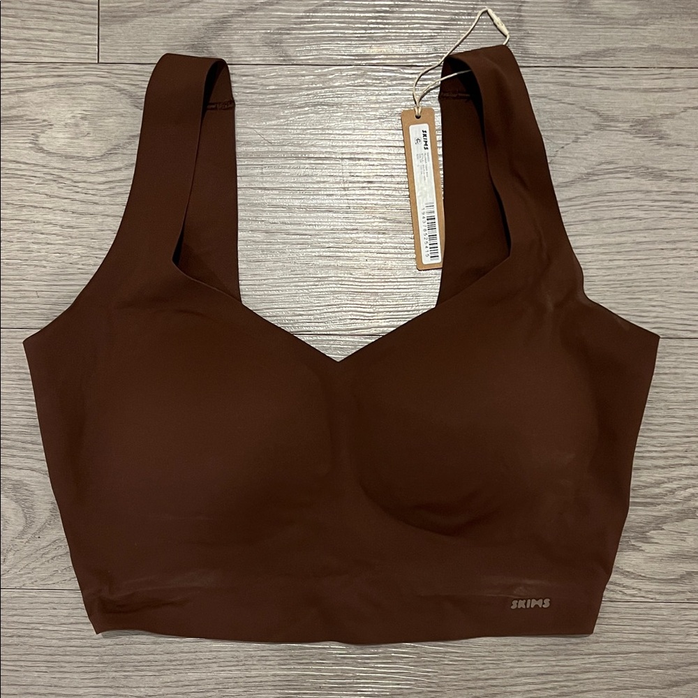 SKIMS Cocoa Brown Plunge Longline Seamless Bralette